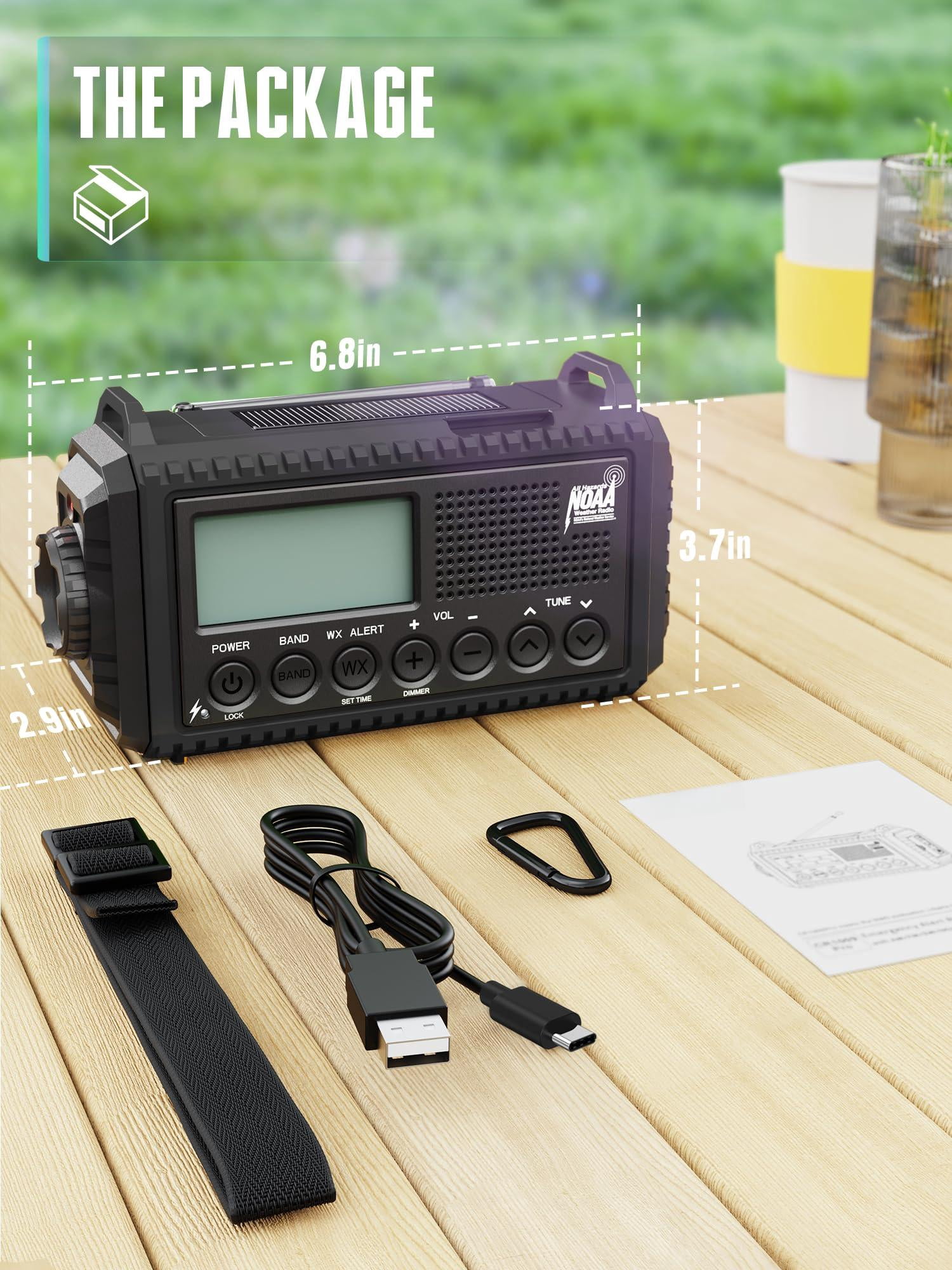 5000 Hand Crank Emergency Radio  Noaa Weather With Backlit Lcd Screen 5 Way Am/fm/shortwave &solar Rechargeable Flashlight & Reading Light Sos Alarm Cell Phone