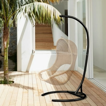 Hammock Stand Only Max 300lbs Hammock Chair Stand Only Heavy Duty Hanging Chair Stand Only 360 Degree Rotation C Stand Frame for Egg Chair Indoor/Outdoor Porch Swing