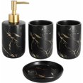 thumbnail image 1 of Juego de 4 accesorios de baño de cerámica con dispensador de jabón, vasos y jabonera (negro), 1 of 5