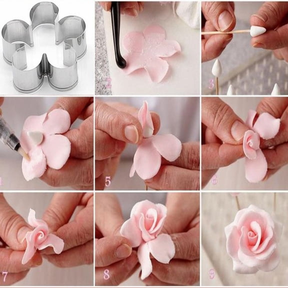 3-Piece Flower Cookie Cutter Set–Stainless Steel Rose&Sugar Petal Cutters for DIY Cake Decorations and Baking large small mini flower cookie cutter