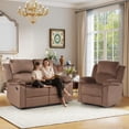 thumbnail image 5 of Bonzy Home Manual Reclining Couch Set — Recliner & Loveseat, Sofa Set for Living Room & Office, Brown, 5 of 7