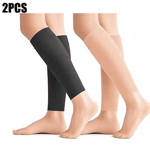 2 Pairs Calf Compression Sleeves for Men & Women, 20-30mmHg Calf Support Sleeves, Footless Calf Leg Covers for Sports, Travel, Standing & Daily Wear