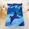thumbnail image 5 of jejeloiu Sea Animal Stingray Bed Sheets,Coastal Ocean Style Full Size Sheets For Boys,Blue Black,4-Piece,1 Flat Sheet, 1 Fitted Sheet and 2 Pillowcases, 5 of 6