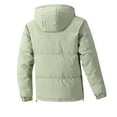 thumbnail image 3 of CTPDG Solid Color Mid Length Padded Jacket for Mens Casual Long Puffer Coat Thick Winter Thermal Comfortable Long Sleeve Hooded Outwear Green XL, 3 of 3