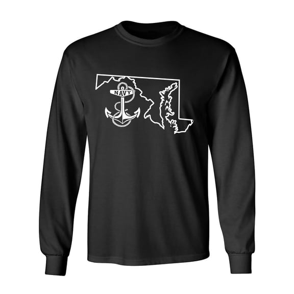 Navy Maryland Adult Long Sleeve T-shirt