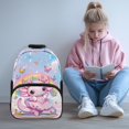 thumbnail image 2 of Yuyamidu Adorable Axolotl School Backpack for Girls 8-12 Lightweight Bookbag 17 Inch Backpack with 2 Side Mesh Pouches Primary School Bag, 2 of 7