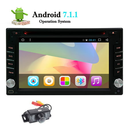 Standard Double 2 Din Android 7.1 in Dash Car Stereo Radio GPS Navigation with Wifi Bluetooth Mirrorlink/Airplay Car Deck DVD Player Autoradio Video Head Unit support Video out Subwoofer + (Best Android Car Deck)