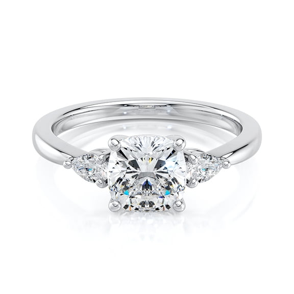 Oryn Jewel 1.6 Ct Cushion Cut Three Stone Engagement Ring - Wedding & Engagement Jewelry for Women - 14K White Gold Over - Lab-Created Simulated Diamond Gift for Her - Trilogy Rings