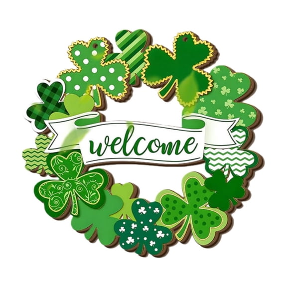 Rirozkan St Patricks Day Sign, Wooden Welcome Plaque Door Hanger with Ribbon, Holiday Decoration, for Front Door Wall Decor