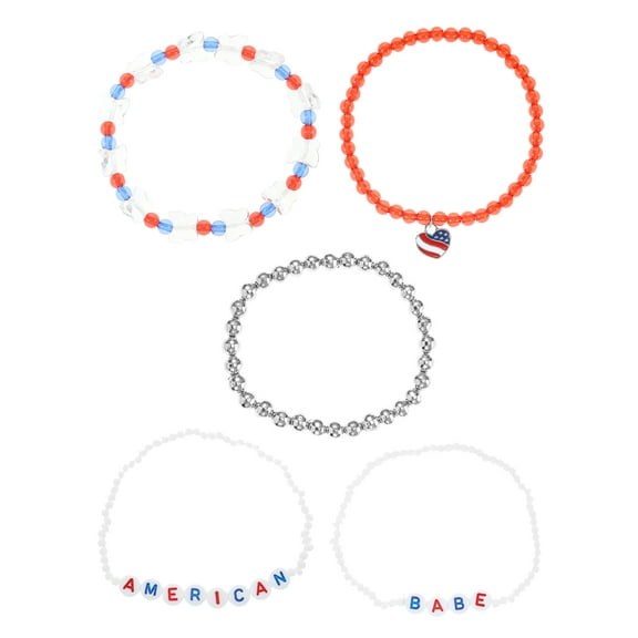 Way to Celebrate Americana "American Babe" Beaded, Stretch Bracelets, 5 Pieces