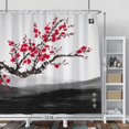 thumbnail image 3 of Red Plum Blossom Shower Curtain Pink Floral Chinese Ink Painting Shower Curtains Decorative for Bathroom Black and White Tradition Waterproof Fabric Shower Curtain with Hooks 72x72 Inches, 3 of 6