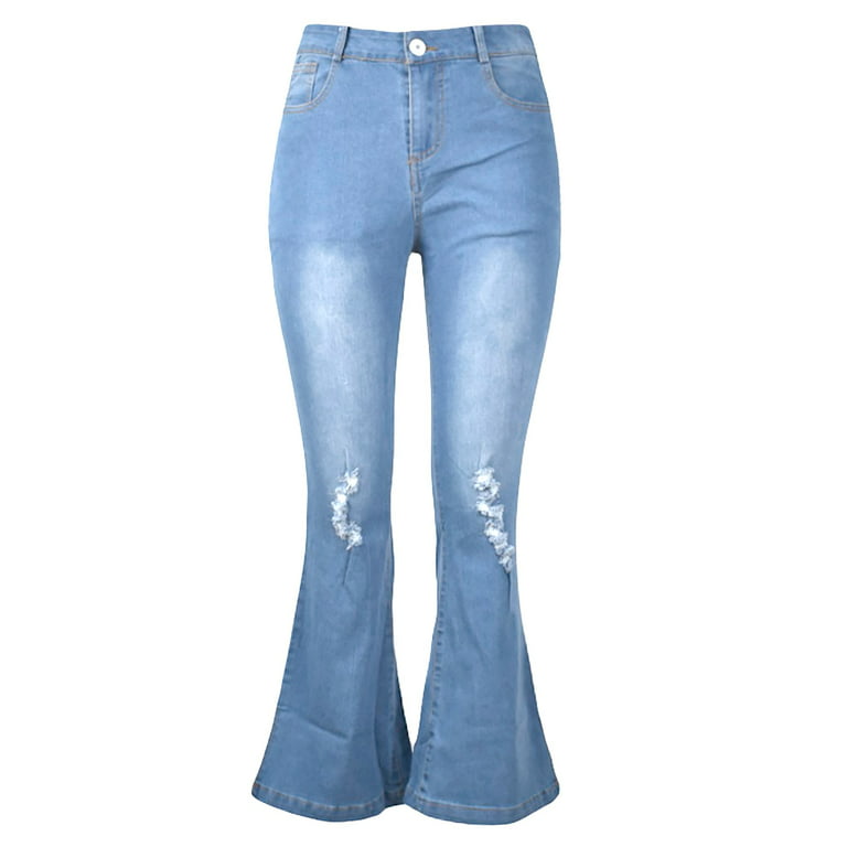 HSMQHJWE Jeans For Womensize 9 Pants Skinny Ripped Bell Bottom Jeans For  Women Classic High Waisted Flared Jean Pants Trucker Jean Jacket Women 