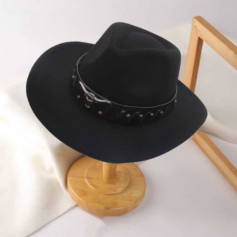 Bobasndm Women Men Classic Felt Wide Brim Western Cowboy  display picture 1