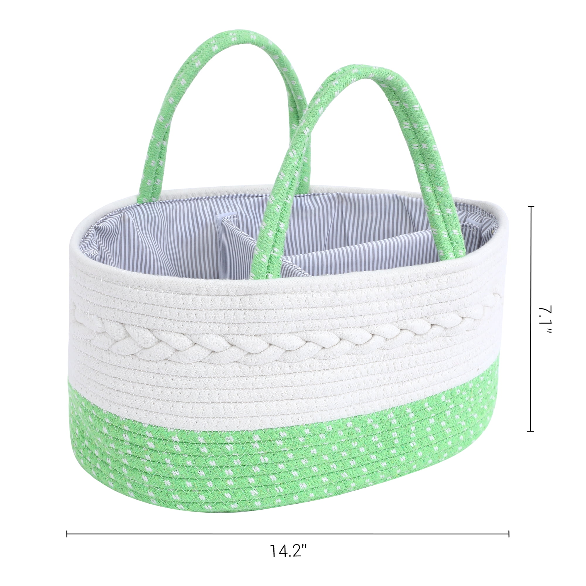 Unique Bargains 1 Pcs Woven Storage Basket Shelf Storage Bin with Handles for Home Green