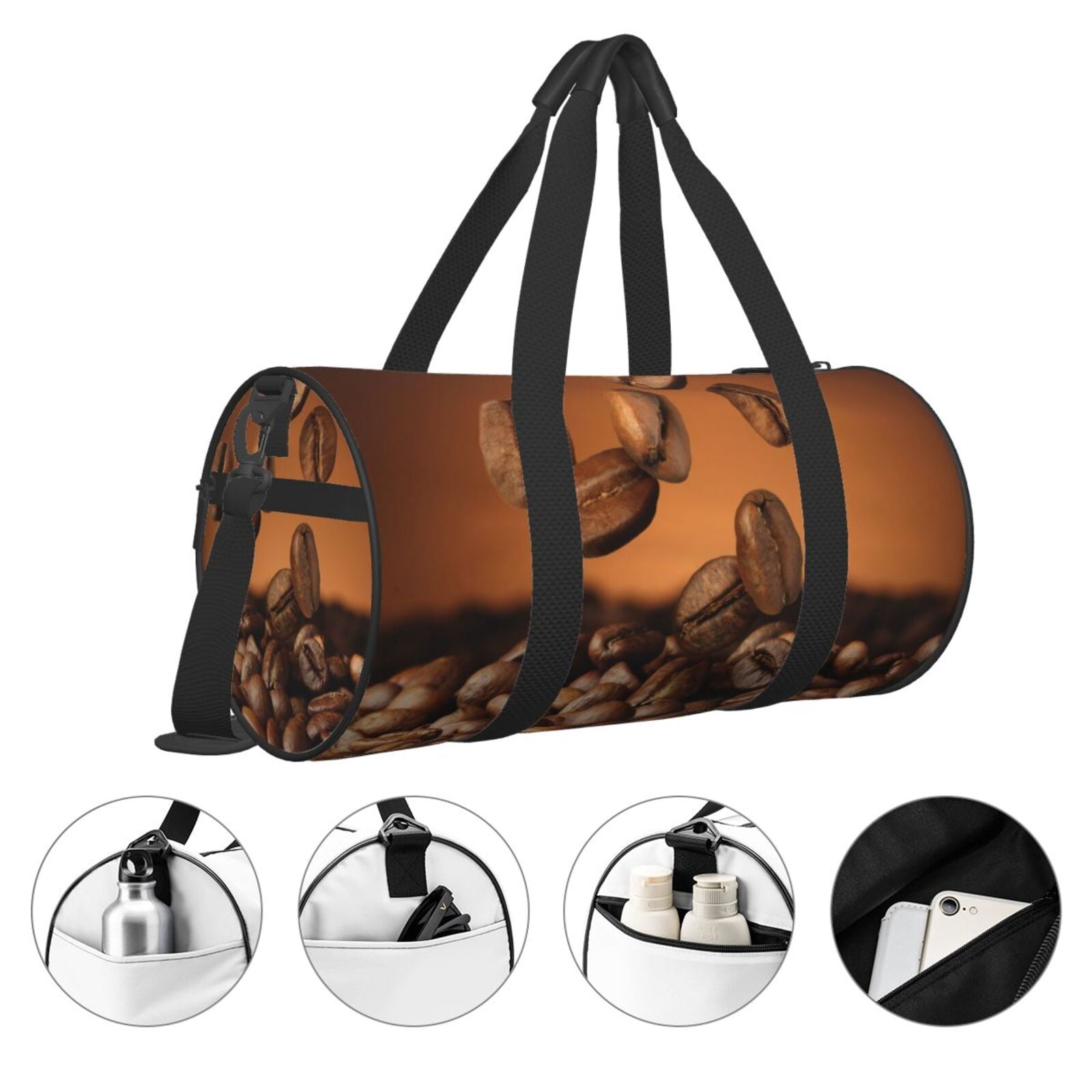 Defioc Coffee Beans for Travel Duffle Bag,Weekender Bag Carry On Tote Bags Hospital Bag Large Capacity Sport Gym Bag for Men Women Fit for Trave, Gym,Weekend