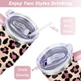 thumbnail image 5 of 40oz Fashion Leopard Pattern Stainless Steel Flip Straw Tumbler Spill Proof Travel Cup Double Wall Vacuum Insulated Coffee Mug with Top Handle, 5 of 6