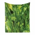thumbnail image 1 of Philodendron Soft Flannel Fleece Throw Blanket, Photo of Fresh Green Monstera Tropic Nature Botany, Cozy Plush for Indoor and Outdoor Use, 70" x 90", Yellow Olive Green, by Ambesonne, 1 of 5