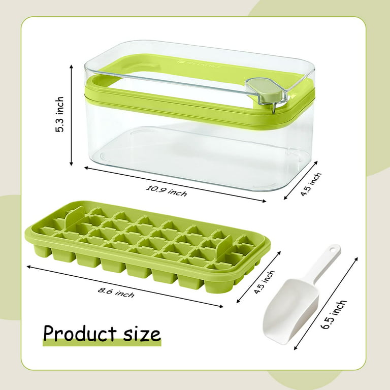 Ice Cube Tray with Lid and Bin, 2 Pack Ice Cubes Trays for Freezer