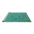 thumbnail image 2 of Ahgly Company Machine Washable Indoor Square Oriental Turquoise Blue Industrial Area Rugs, 3' Square, 2 of 4