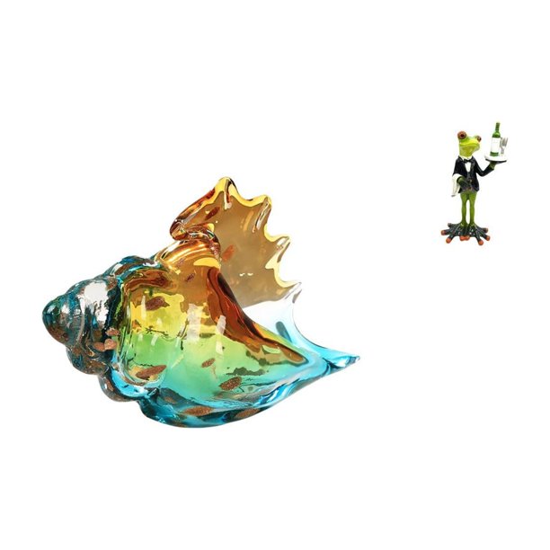 figura de caracola,Figura de caracola de vidrio soplado a mano,adorno marino,Figura de escritorio,Estatua de rana camarero,estante,escritorio,decoración del hogar,Figura decorativa creativa