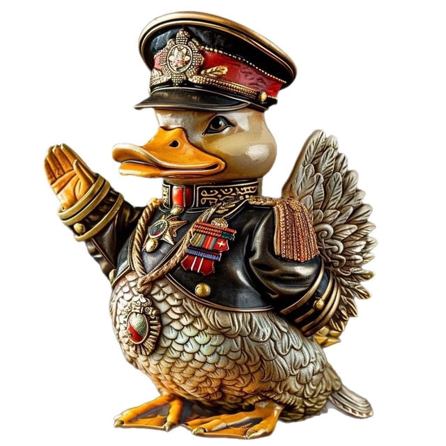 Estatua militar de pato para decoración de jardín, resina, 1 kg