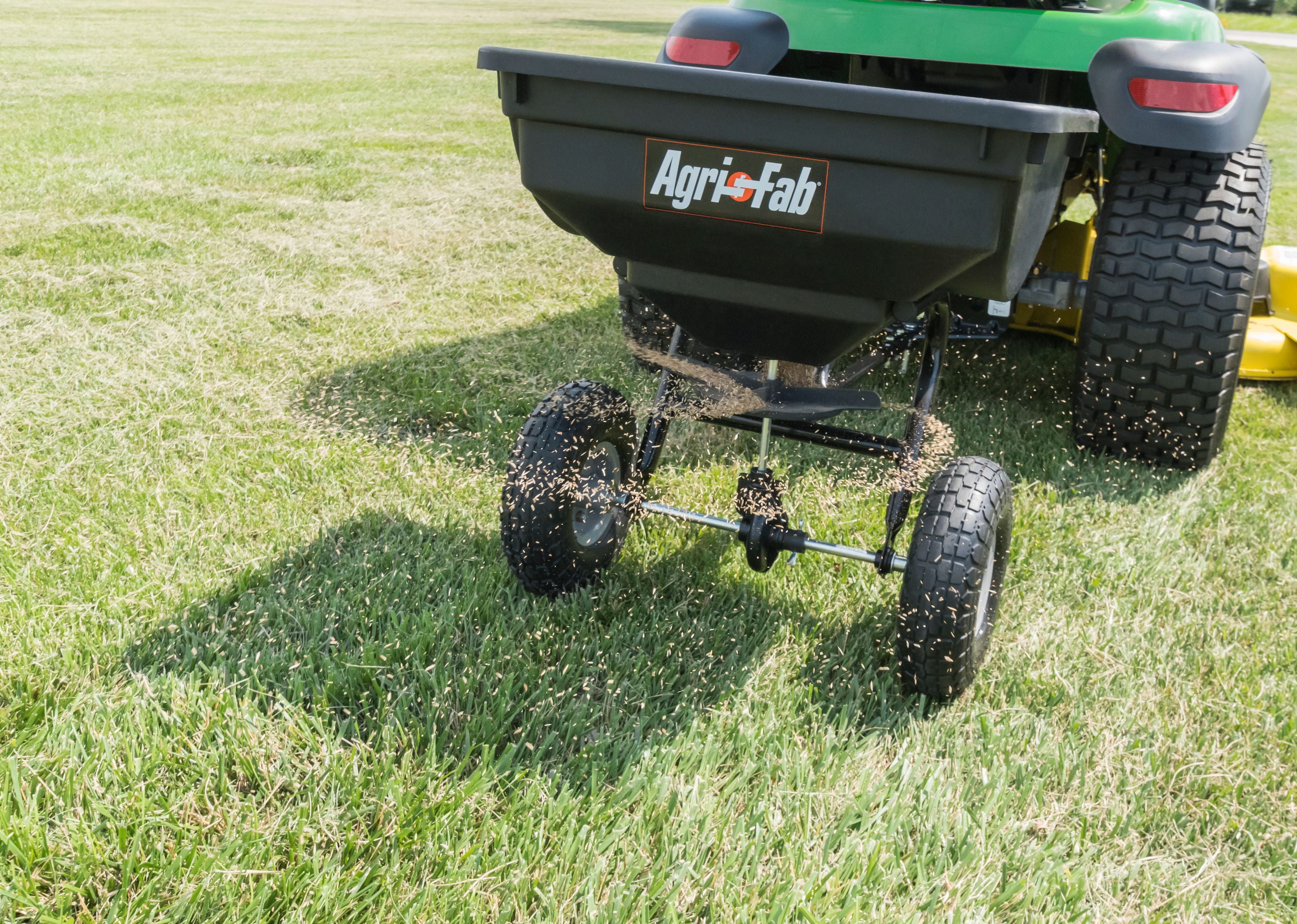 AgriFab Lawn Fertilizer Spreader Pull Tow Behind Grass Seed Salt