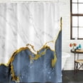 thumbnail image 2 of Blue Gold Marble Shower Curtain, Waterproof Shower Curtains for Bathroom, Modern Abstract Marble Crack Texture Washable Fabric Bathtub Curtain Set Bath Decor with 12 Hooks Standard 72"x72", 2 of 8