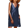 thumbnail image 2 of Vestido playero informal de lunares para mujer, vestido playero informal de lunares para verano y sol para mujer, vestido playero con escote en V y lunares, funcionalidad de alta precisión, 2 of 2