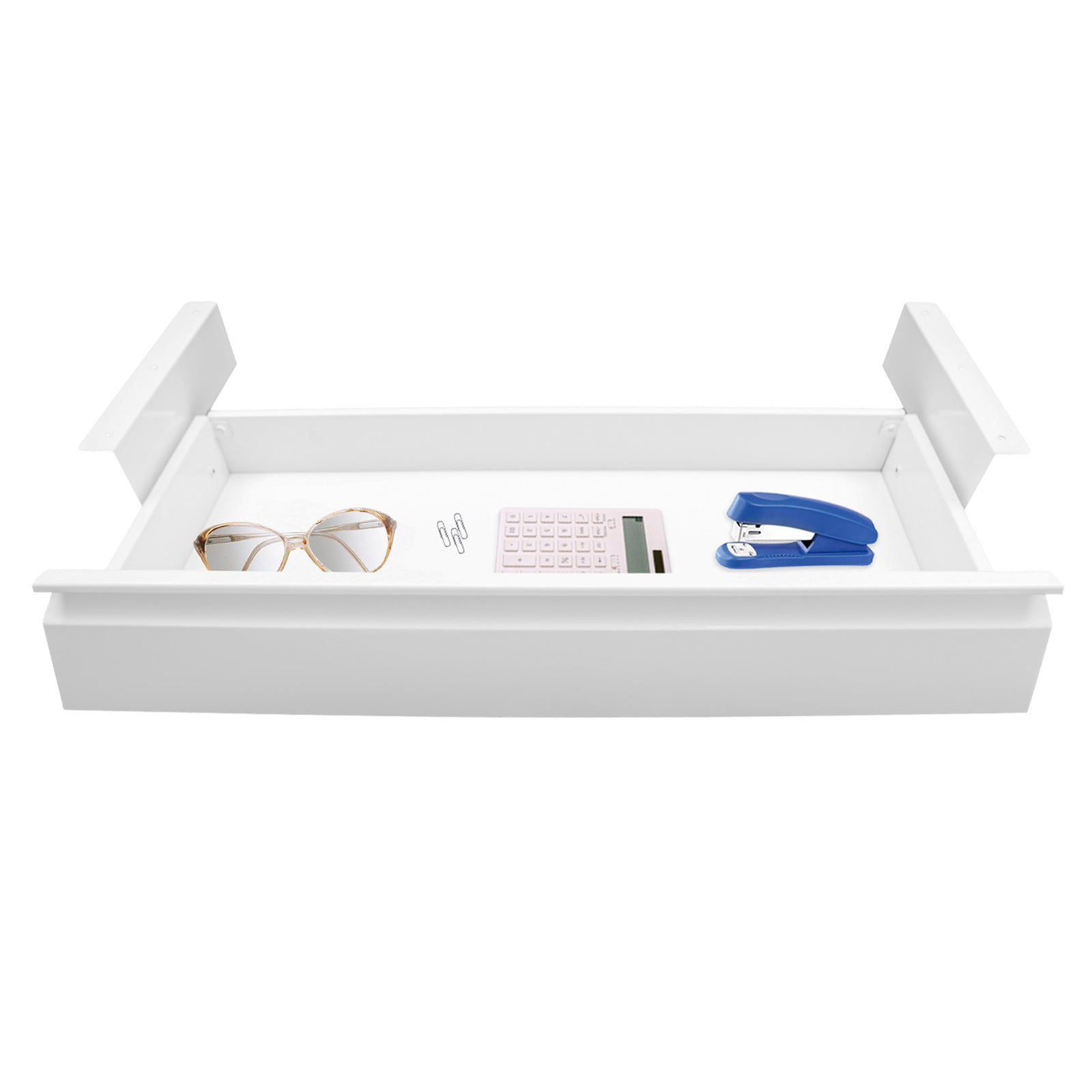 ToppiJoy 24” Under Desk Drawer, Mounted Sliding Pull-out Drawer for Sit Stand Workstation (White)
