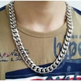 thumbnail image 2 of HOOUN 15mm chunky 316L Stainless Steel Heavy Link Curb Cuban Chain Men Necklace 8"-40"-40 inch for necklace, 2 of 4