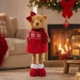 thumbnail image 6 of ZORVINEX Retractable Leg Christmas Bear Decor Stretchable Standing Bear Stuffed Figurine Holiday Plush Ornament For Fireplace Shelf Tabletop Home Party Decoration,Multicolor A, 6 of 7