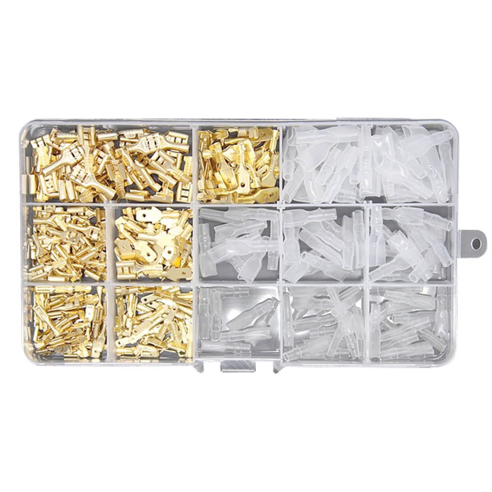 120Pcs Insulated Crimp On Brass Male Female Terminals Connectors Sleeves Kit Set 