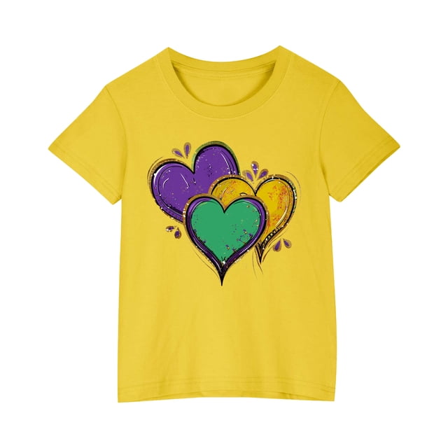 RXIRUCGD 2025 Vêtements d'Été pour Enfants T-shirt Imprimé Mode Mignon Col Rond Manches Courtes