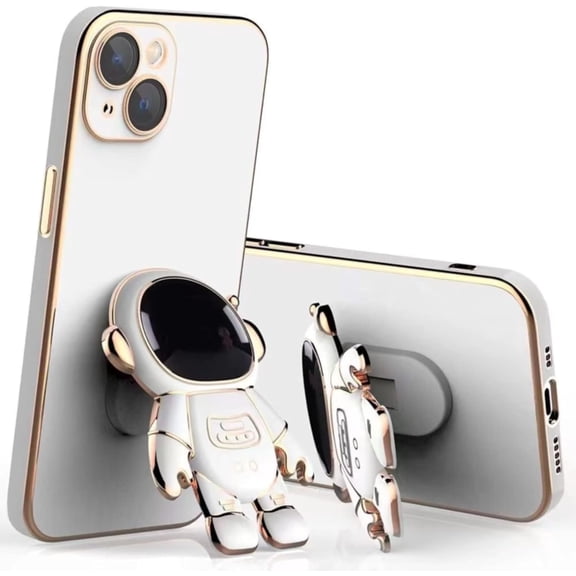 3D Cute Cartoon Astronaut Folding Stand Soft Phone Case for Xiaomi Mi Poco X3 X4 M3 M4 F3 F4 Pro NFC GT C40 4G 5G Back Cover, Creative Shockproof Durable Popular Bumper(White,Poco M4 Pro 5G)