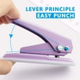 thumbnail image 3 of Single Hole Punch, 1/4 Inch Handheld Puncher with 20 Sheet Capacity, Non-Slip Base for Paper Crafting and Office Use, Purple, 3 of 7