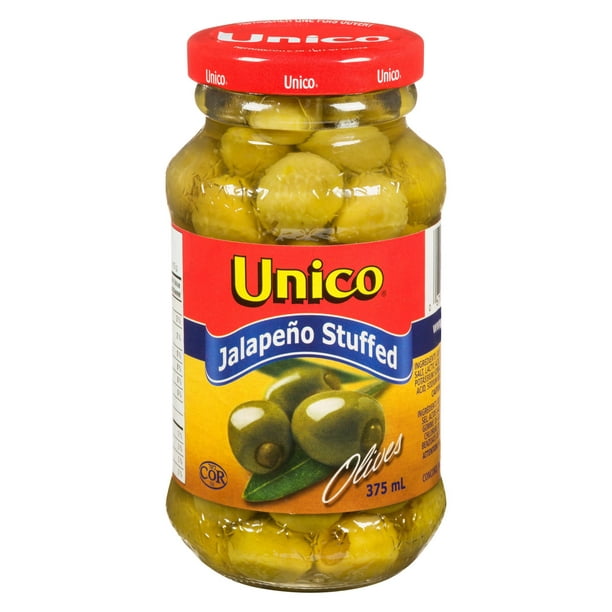 Olives farcies aux jalapeños d'Unico 375 ml