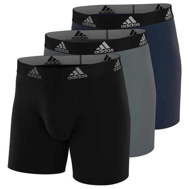 Calzoncillos bóxer adidas, paquete de 3 unidades, para hombre, color negro/gris/azul marino, talla L