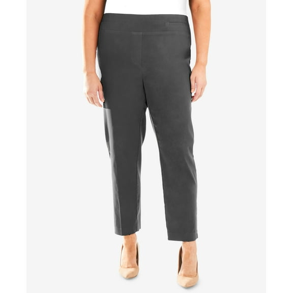 NY Collection Plus Size Pull On Ankle Pant Grey Mooning 18W