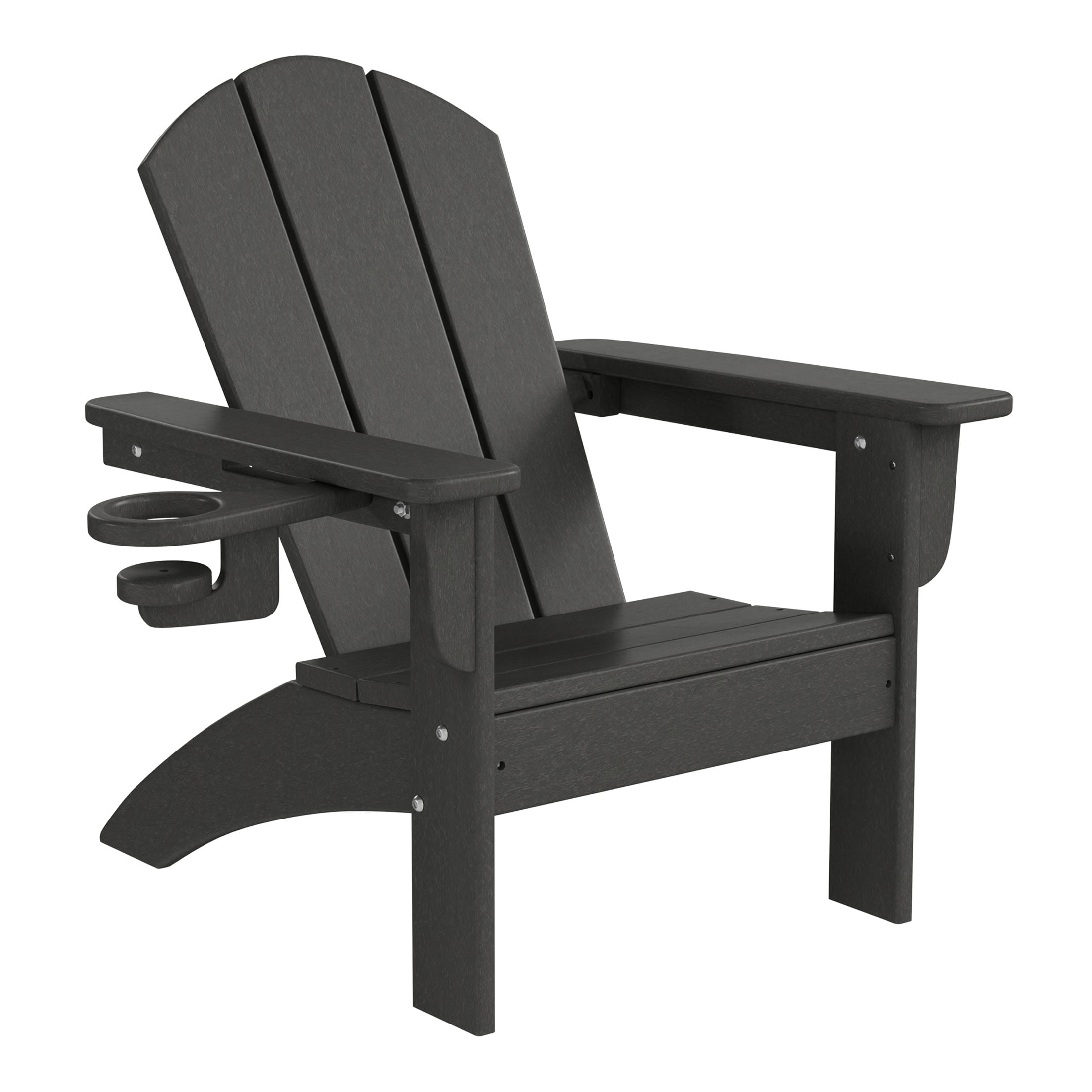 WestinTrends Malibu 3-Piece Kids HDPE Adirondack Chairs Set with Square Side Table and Cup Holders, Gray