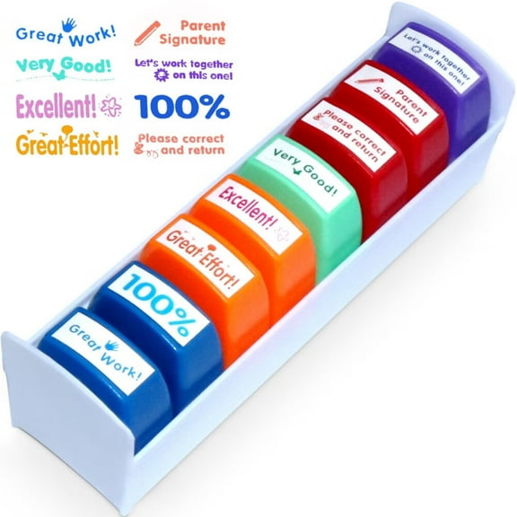 Teacher Stamps Self-Inking Homework Encouraging Grading Stamp Teacher Supplies Set,Efficient Helper for Teachers (Set of 8) Regular