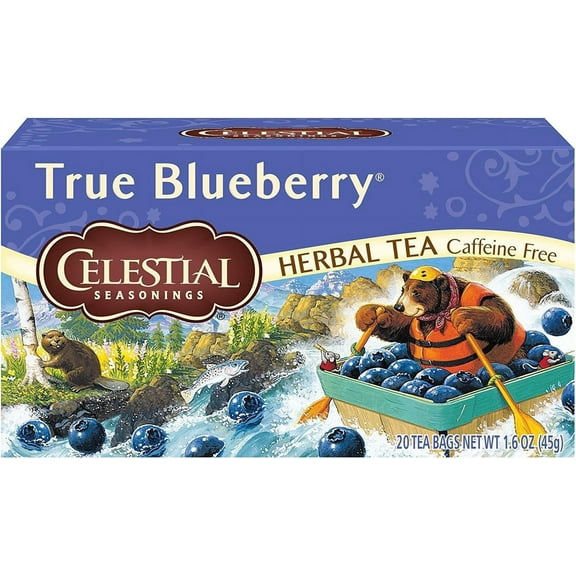 Celestial Seasonings Caffeine Free Herbal Tea True Blueberry 20ct (4 Pack)