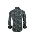 thumbnail image 2 of Men PREMIERE Long Sleeve Button Up Dress Shirt Green Blue Paisley, 2 of 7