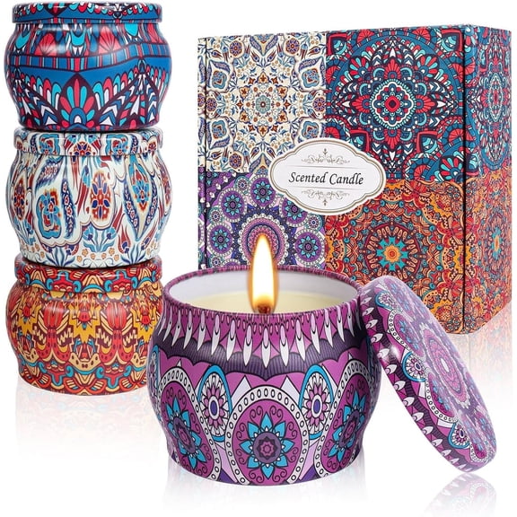 Scented Candles Gift Set for Women Mom, Ideal Mother's Day Gifts Aromatherapy Candles Stress Relief Gift for Birthday Christmas Valentine's Day Anniversary, 4 Pack