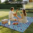 thumbnail image 4 of Vintage Morocco Outdoor Rug for Patio/Deck/Porch, Non-Slip Large Area Rug 6 x 9 Ft, Traditional Tribal Abstract Geometric Blue Indoor Outdoor Rugs Washable Area Rugs, Camping Rug Carpet Runner, 4 of 8