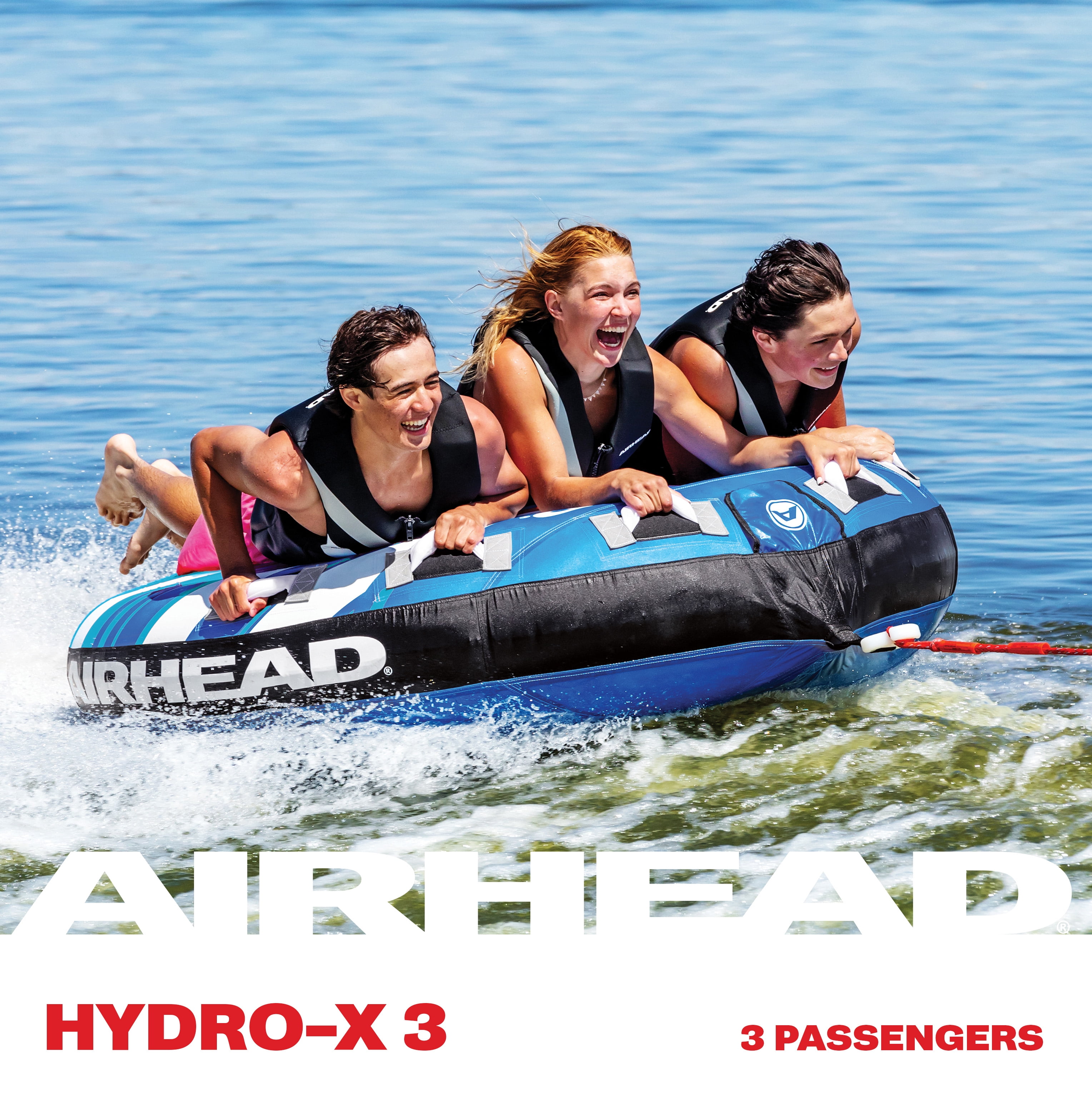 Airhead Hydro-X 3 Person Nylon Towable Tube, Max Weight 510 lbs