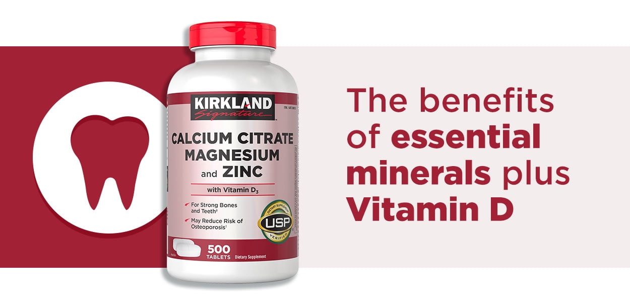 Kirkland Signature Calcium Citrate, Magnesium and Zinc, 500 Tablets