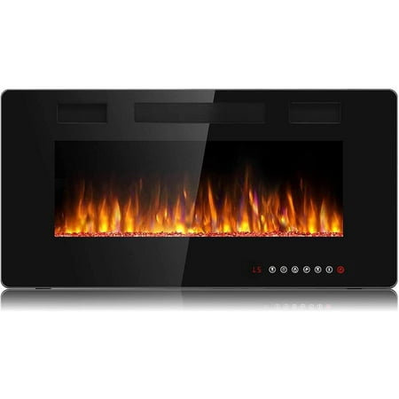

BOSSIN 42 inch Electric Fireplace Recessed Wall Mounted Electric Fireplace inserts Ultra Thin Adjustable Flame Colors & Speed Fireplace with Touch Screen and Remote Control