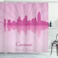 thumbnail image 1 of Cincinnati Shower Curtain, Sun Rays in Pastel Tones Travel Visit Tourism Reflection, Fabric Bathroom Set with Hooks, 69"WX70"L, Pale Mauve Pale Fuchsia Baby Pink, by Ambesonne, 1 of 3