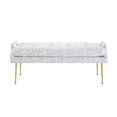 thumbnail image 3 of TOV Furniture Banc Eileen 20.3"H en Velours/acier Inoxydable en Blanc/or, 3 of 5