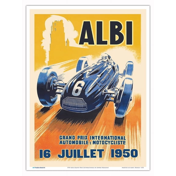1950 Albi Grand Prix International - Vintage Car Racing Poster by Andre Bermond - Master Art Print (Unframed) 9in x 12in